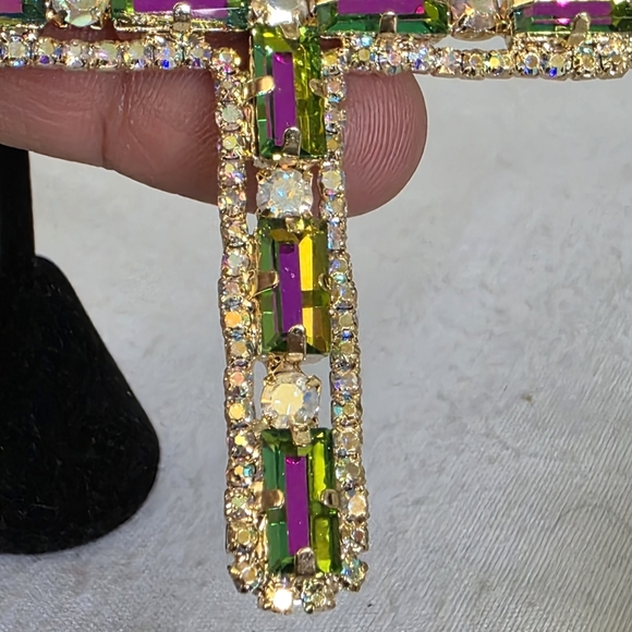 Statement Gold AB Cross Glam Earrings - Picture 7 of 11